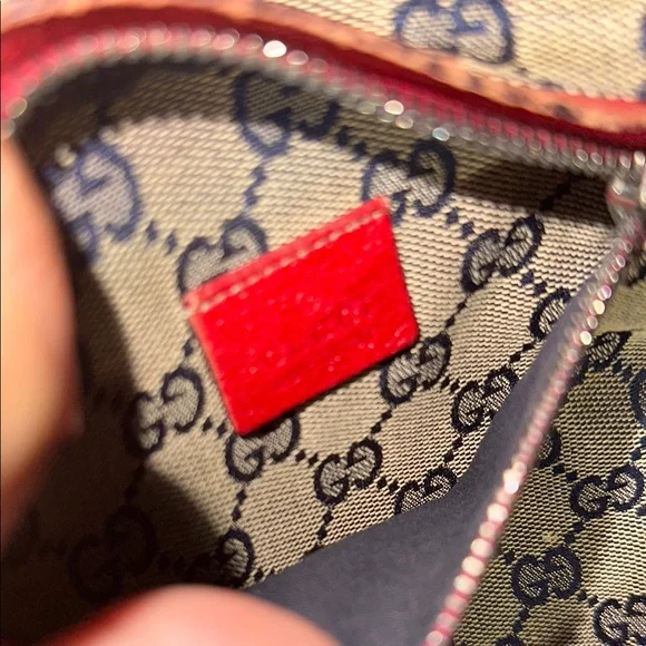 Gucci Beige Monogram Belt Bag with Red and Blue Strap - Picture 3 of 6